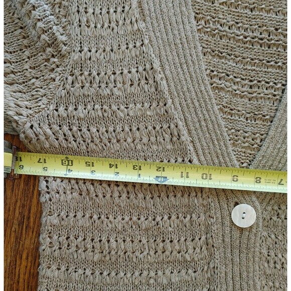 Coldwater Creek Med Ribbon Knit Mother Of Pearl Buttons Short Sleeve Cardigan - Picture 8 of 10